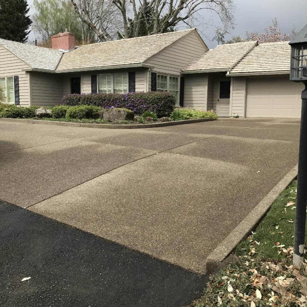 Driveway pressure washed by Home Cleaning Pros LLC using our eco-friendly cleaning solutions